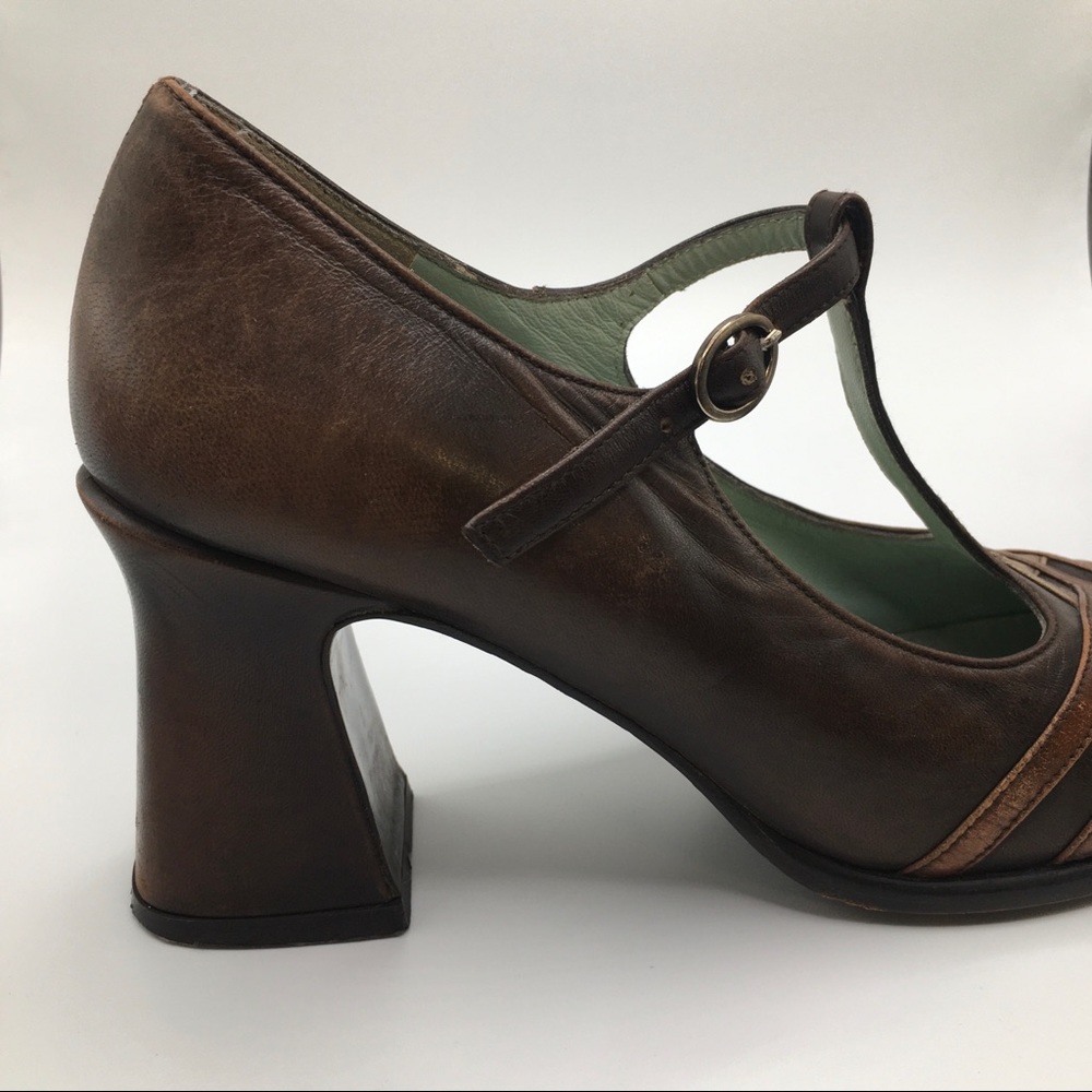 Vintage Charles Jourdan Womens Leather T-Strap Heels